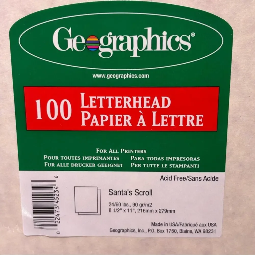 Geographics “Santa’s Scroll” Letterhead Paper